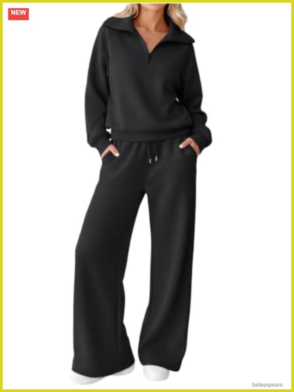 Modal Blend 2 Piece Sweatsuit Half Zip Pullover Wide Leg Sweatpants Lounge Set